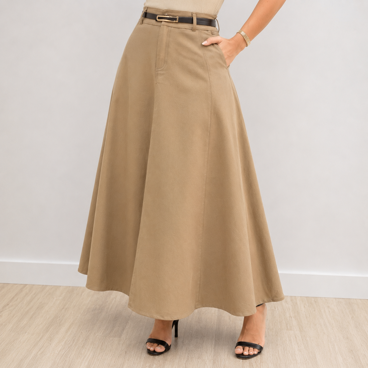 Saia Longa Alfaiataria Cintura Alta — Moda Cristã Elegante