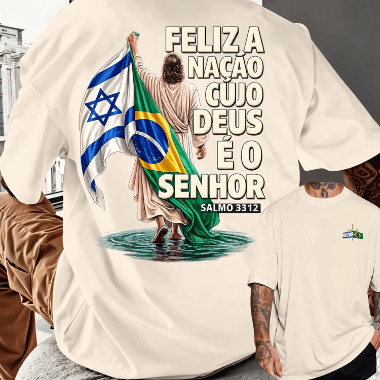 Feliz a Nação – Camiseta Salmo 33:12 Cristã Streetwear