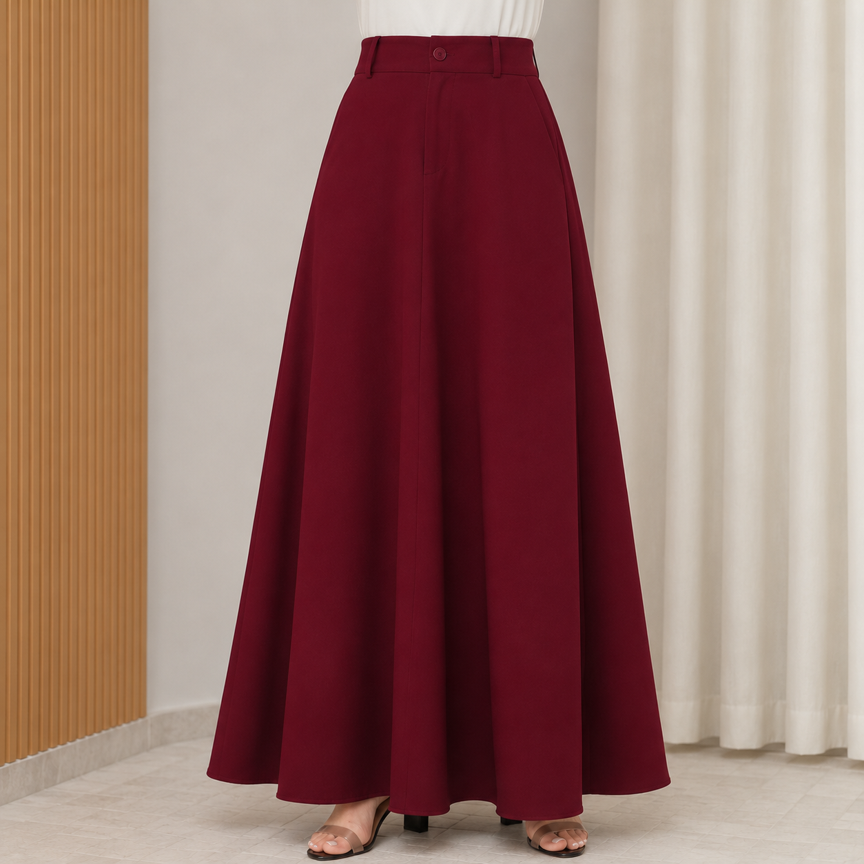 Saia Longa Alfaiataria Cintura Alta — Moda Cristã Elegante