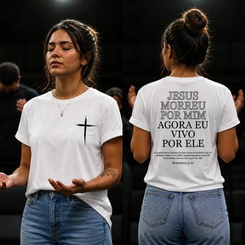 Vivendo Por Ele – Camiseta Cristã Streetwear Feminina