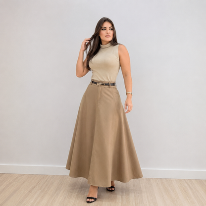 Saia Longa Alfaiataria Cintura Alta — Moda Cristã Elegante