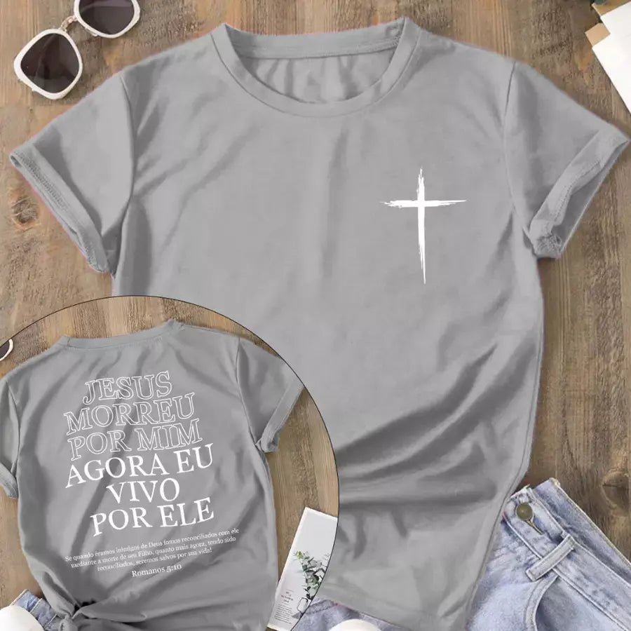 Vivendo Por Ele – Camiseta Cristã Streetwear Feminina