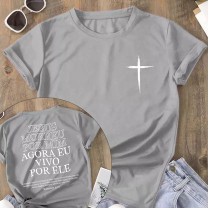 Vivendo Por Ele – Camiseta Cristã Streetwear Feminina