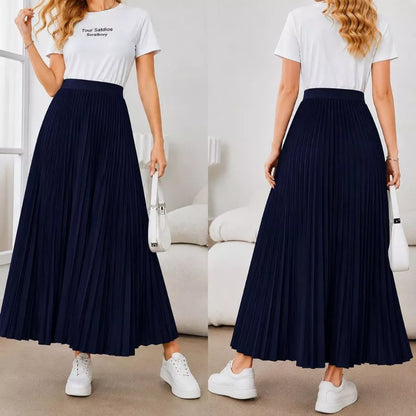 Saia Longa Plissada Chiffon Forrada Rodada — Premium Evangélica