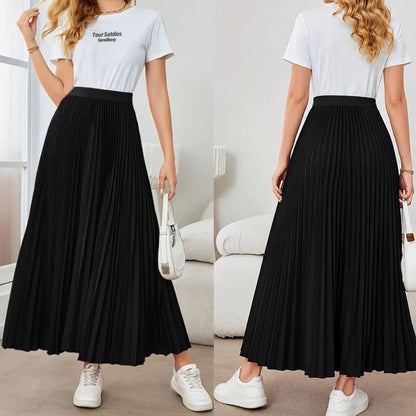 Saia Longa Plissada Chiffon Forrada Rodada — Premium Evangélica