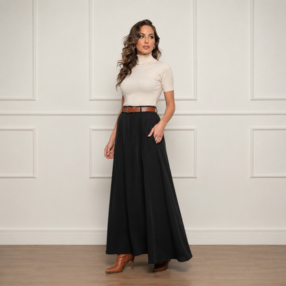 Saia Longa Alfaiataria Cintura Alta — Moda Cristã Elegante