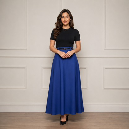 Saia Longa Alfaiataria Cintura Alta — Moda Cristã Elegante